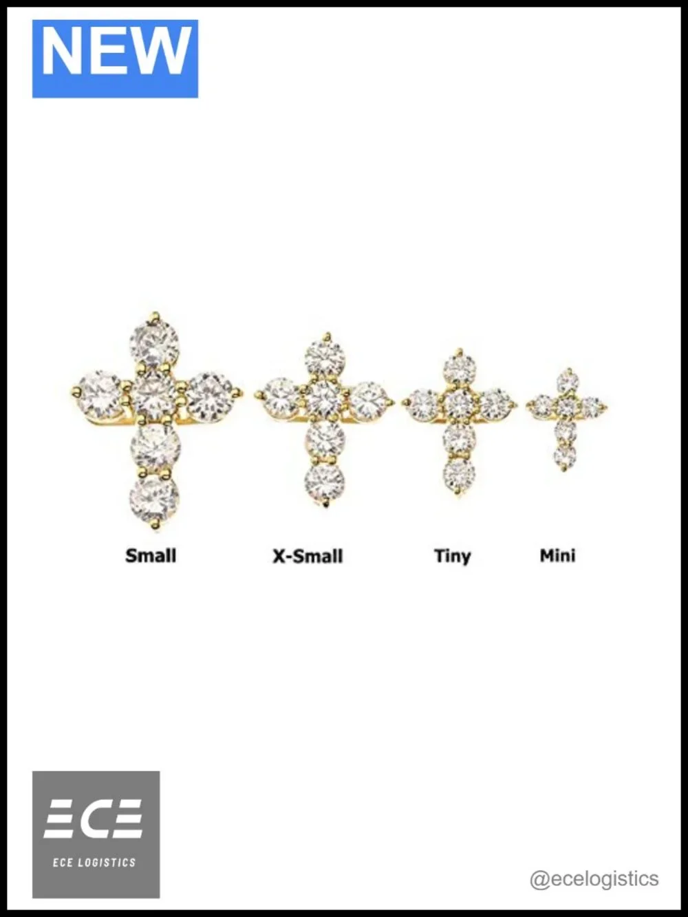 14k Yellow Gold CZ Cross Pendant Necklace Mini 16